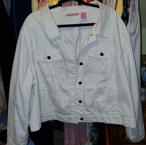 All white denim jacket